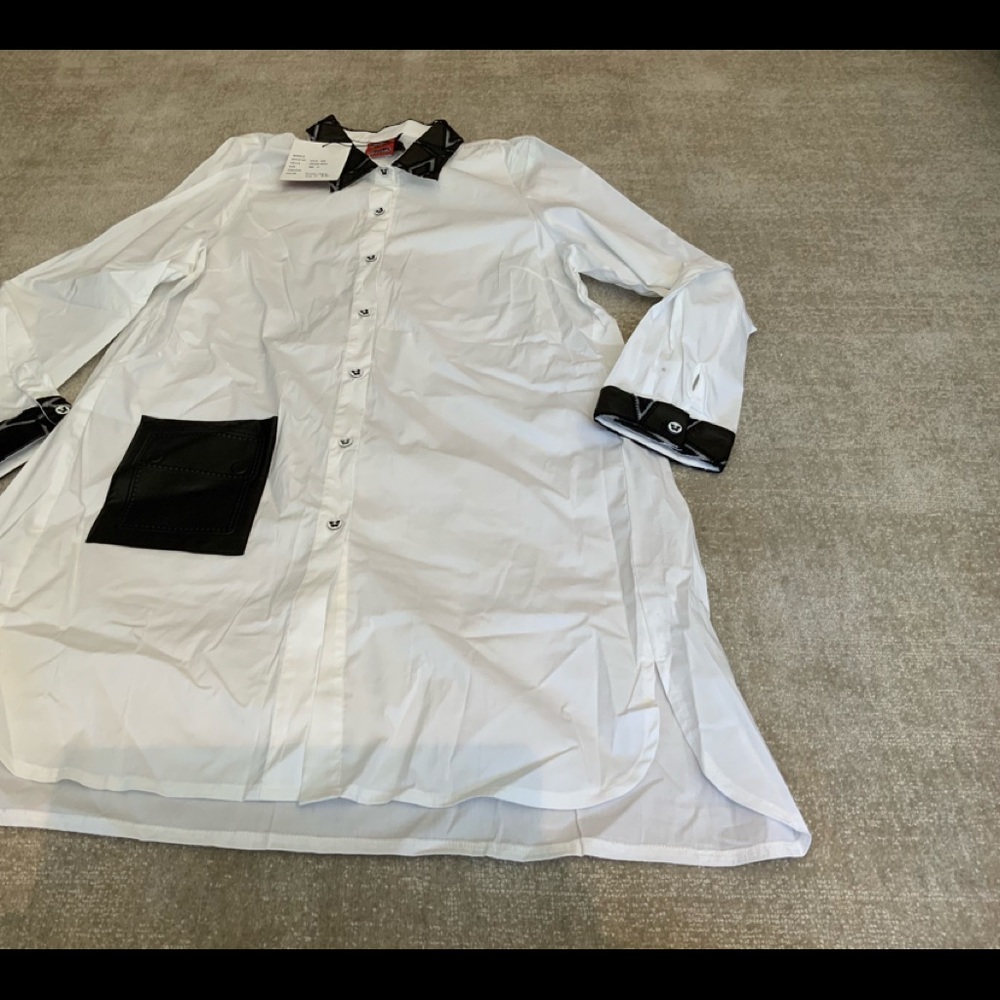 NEW SIMON CHANG WHITE BLOUSE TUNIC SZ 12 AND 14
